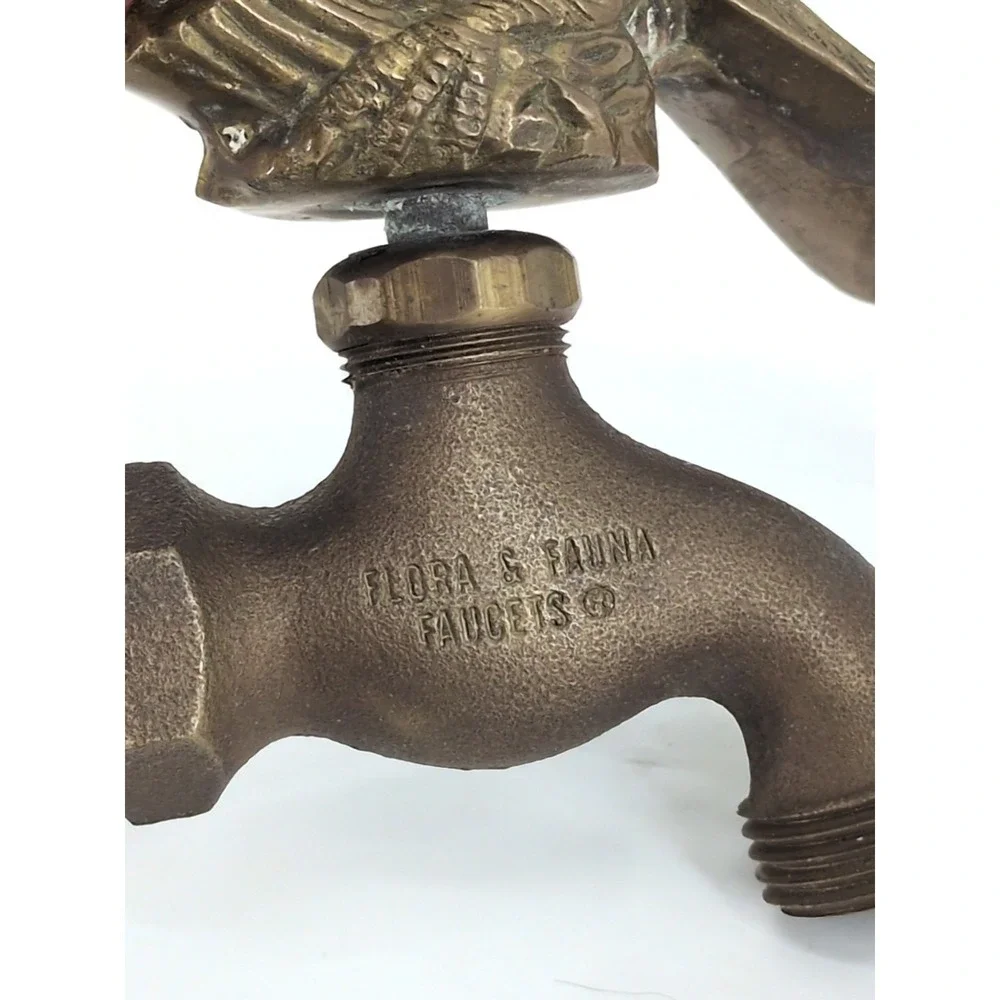 Vintage Brass Cardinal Bird Garden Faucet Spigot Flora & Fauna Hose